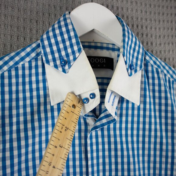 Coogi Luxe Checkered Button Up Longsleeve Mens Medium - Picture 4 of 8